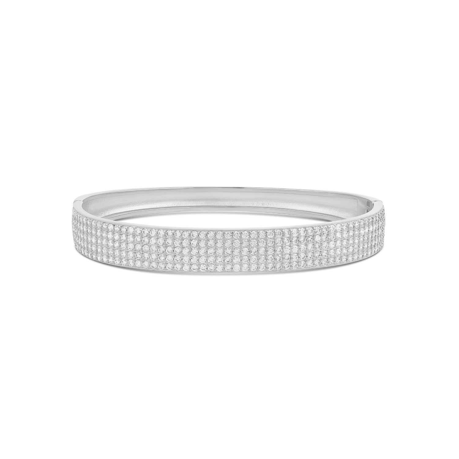 Wide Pave Bangle - Silver