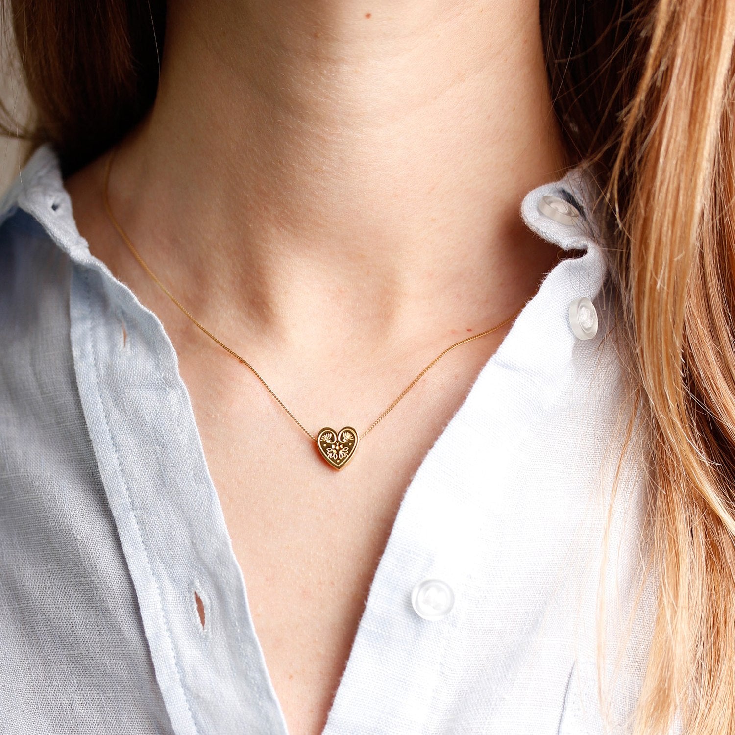 Wildflower Heart Necklace – Gold