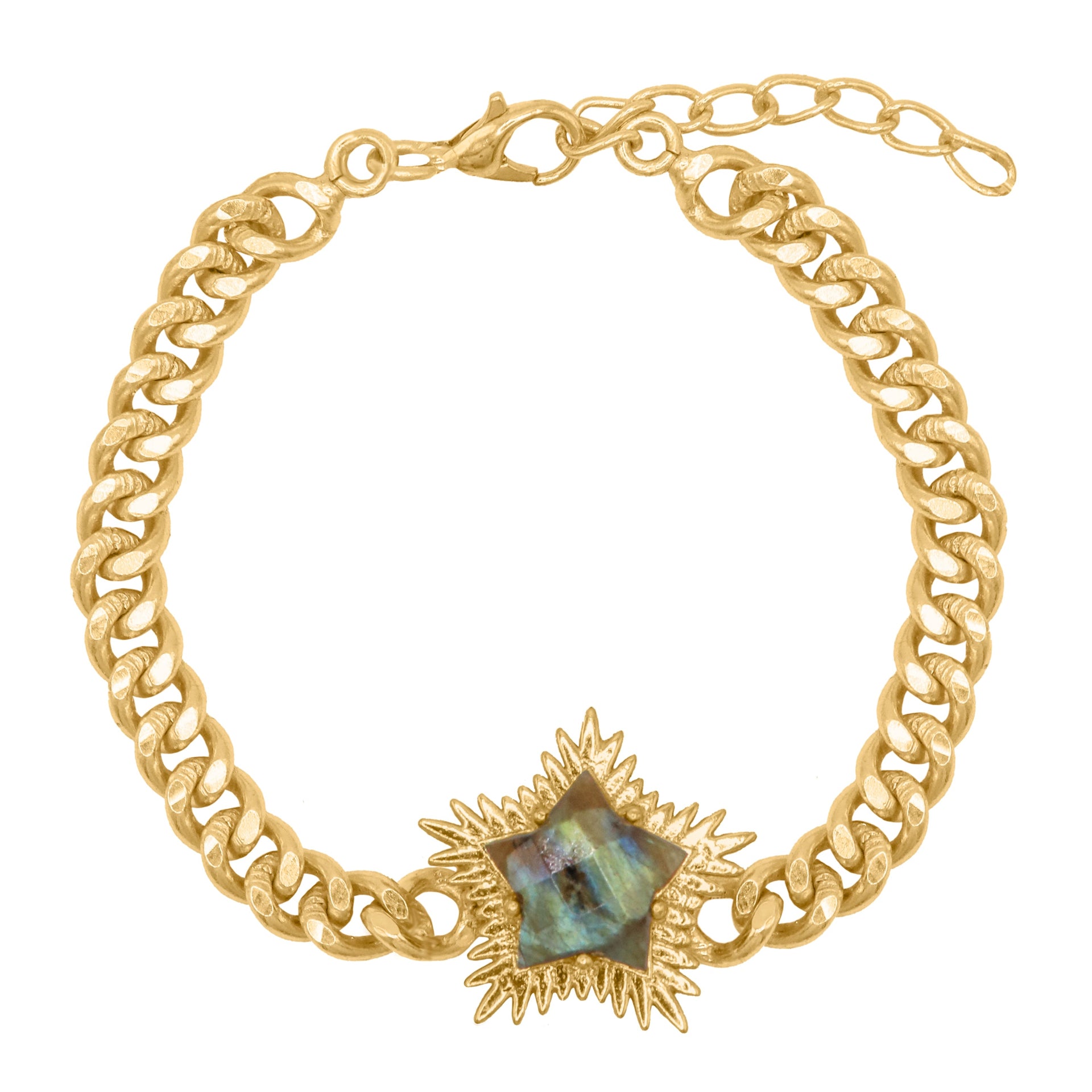 Willa Labradorite Spiky Star Bracelet | Gold Plated