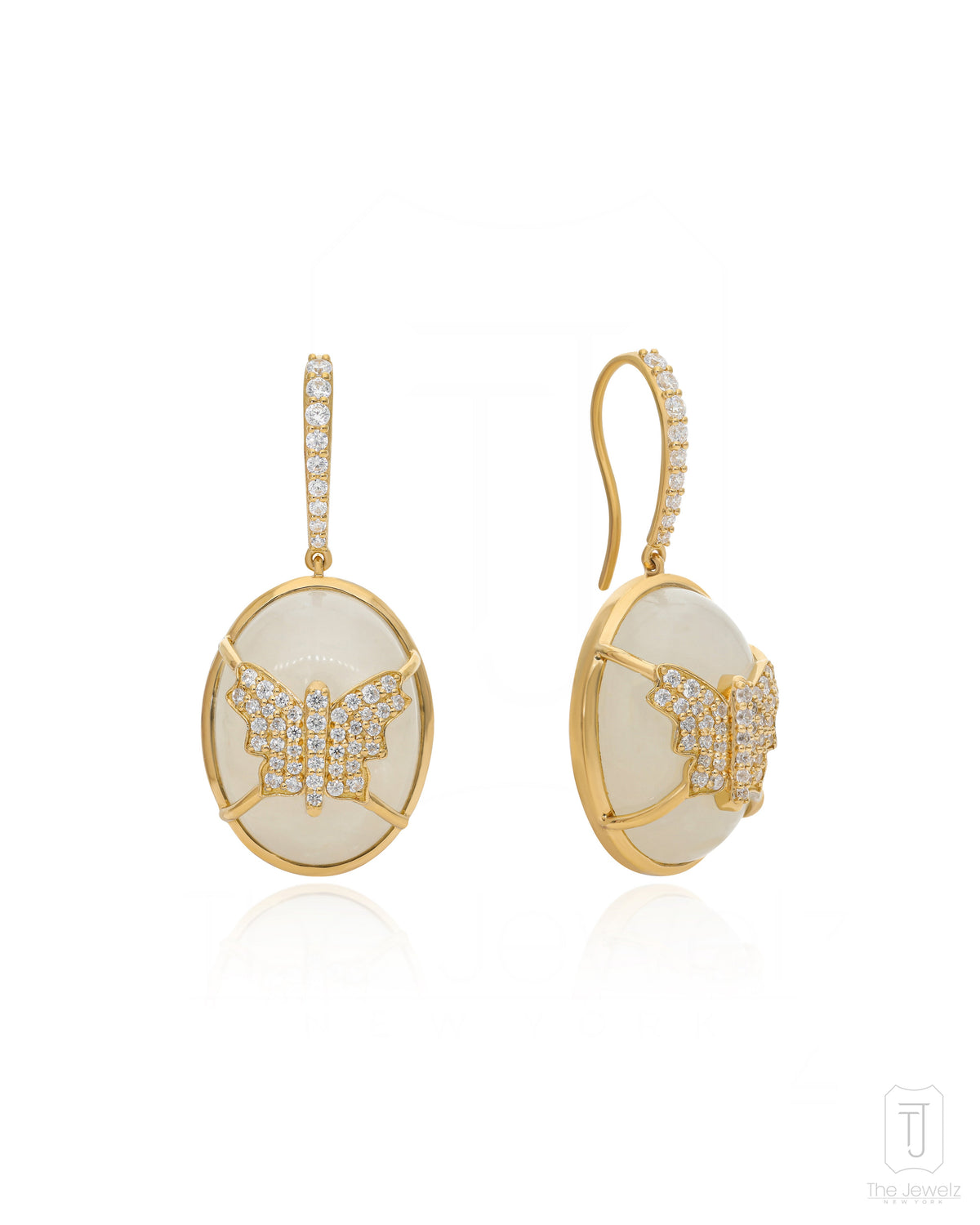 Wings Moonstone Hook Butterfly Silver Earrings