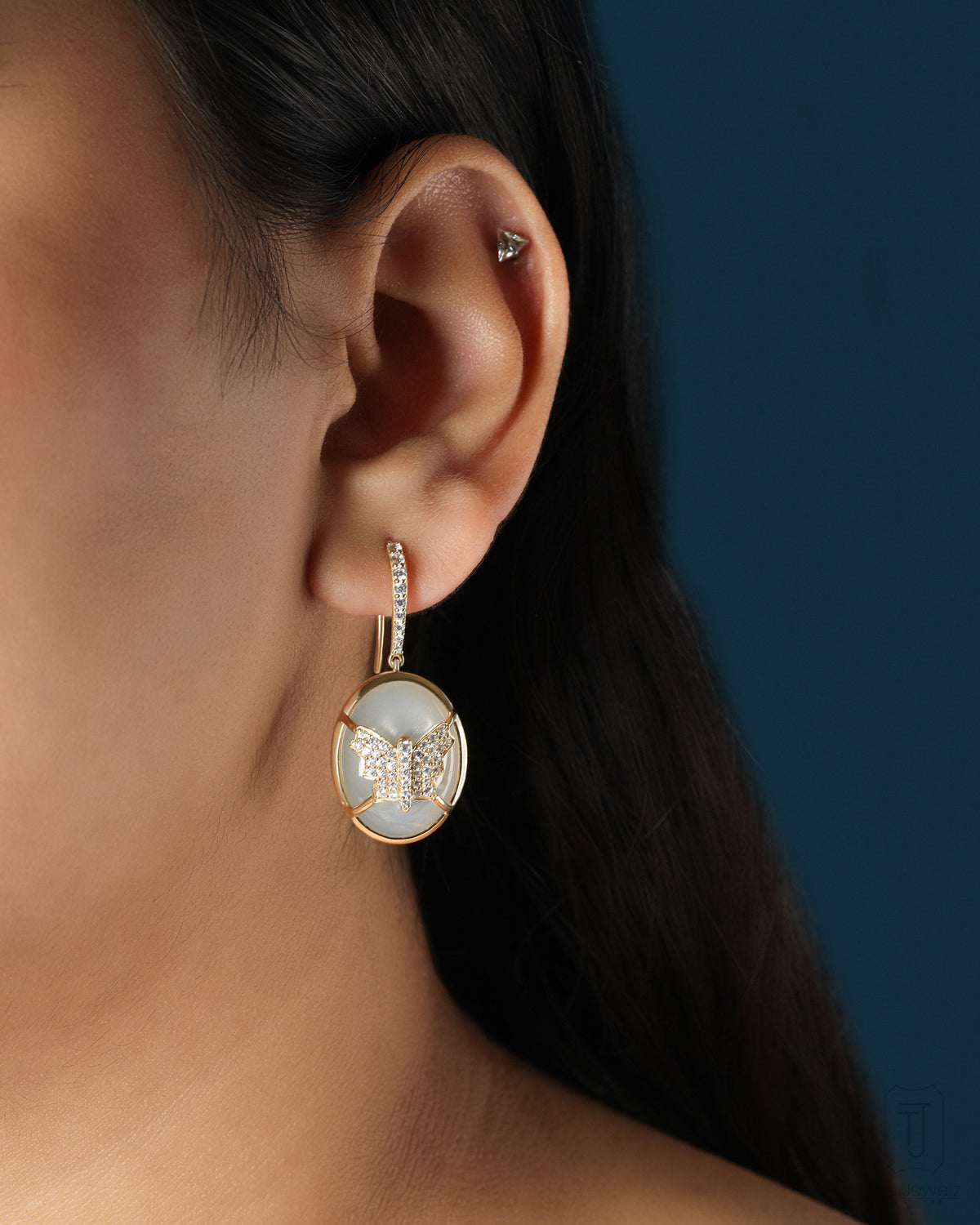 Wings Moonstone Hook Butterfly Silver Earrings