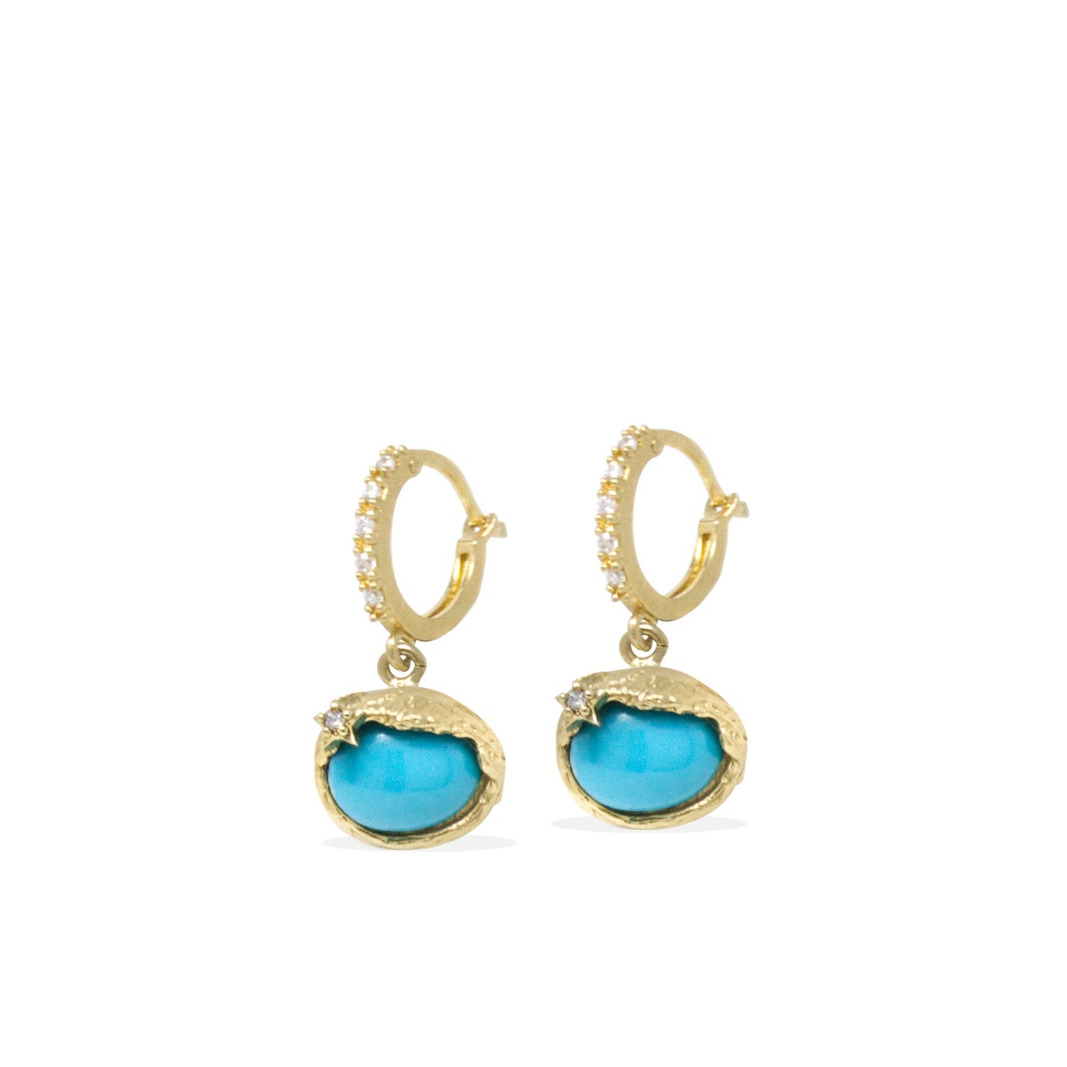 Ad Astra Gold-Plated Turquoise Mini Hoop Earrings