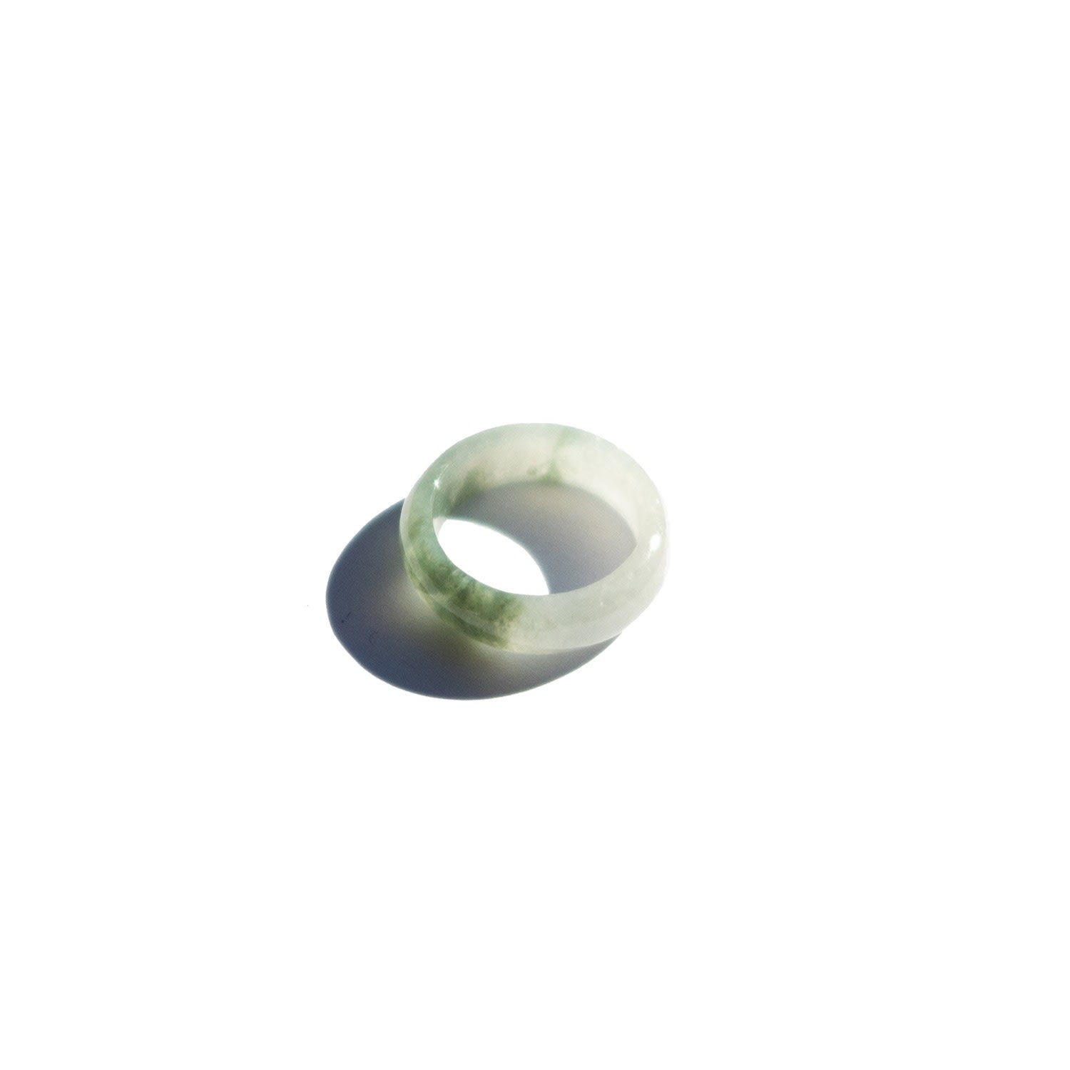 Koi Mottled Green Jade Ring - Green