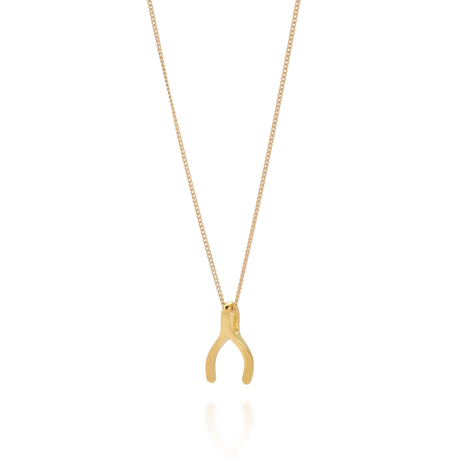 Wishbone Necklace Gold Plated Sterling Silver