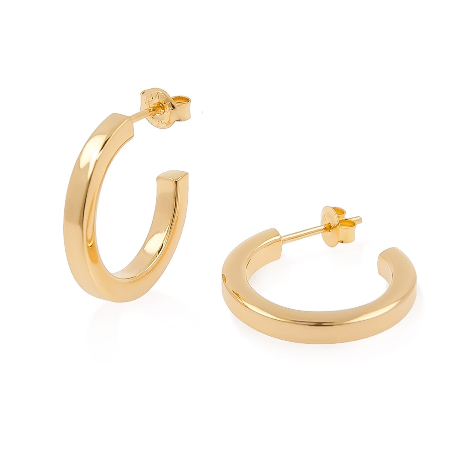 Gold Square Tube Hoop Earrings