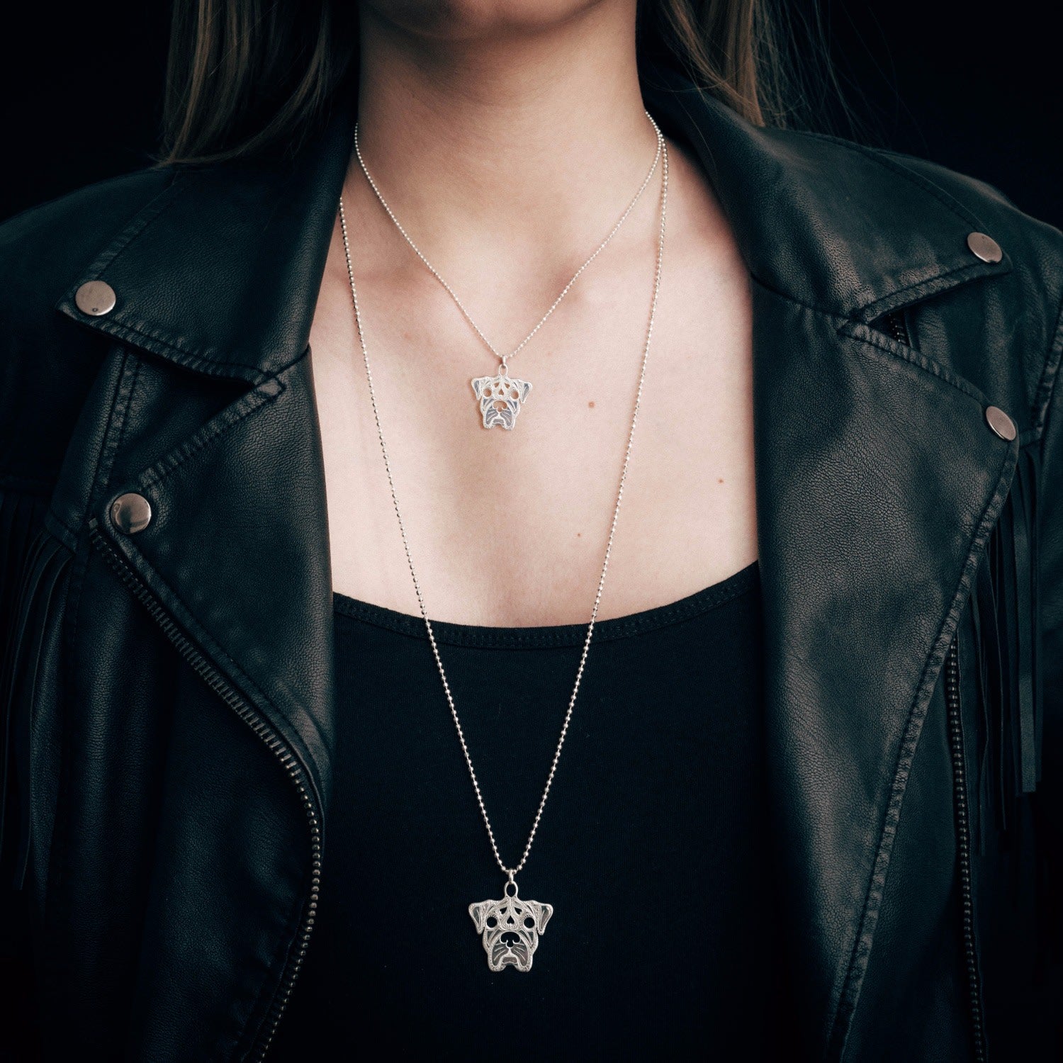 Medium Silver Boxer Pendant Necklace