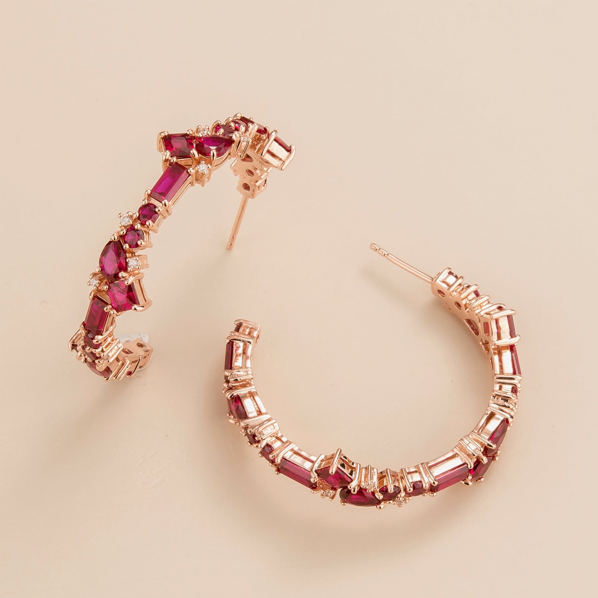 Ruby And Diamond Rose Gold Lanna Earrings