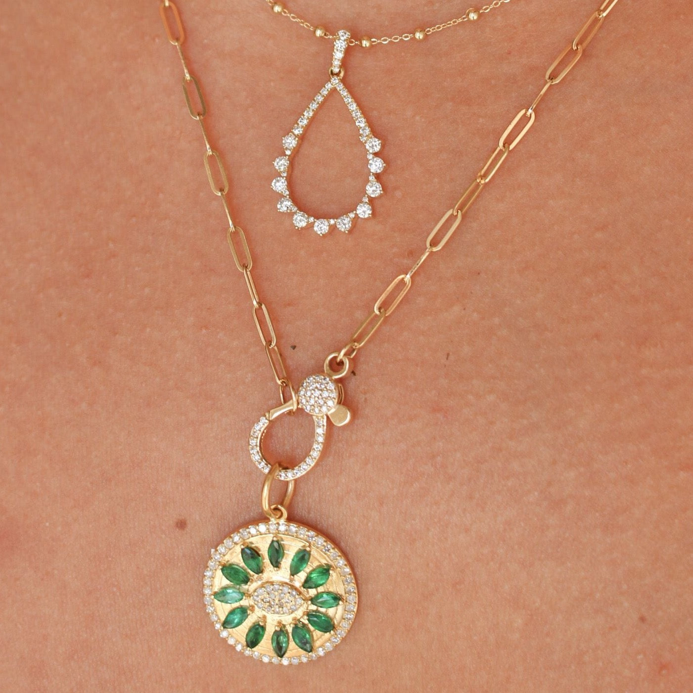 Gold Diamond Pear Shape Pendant