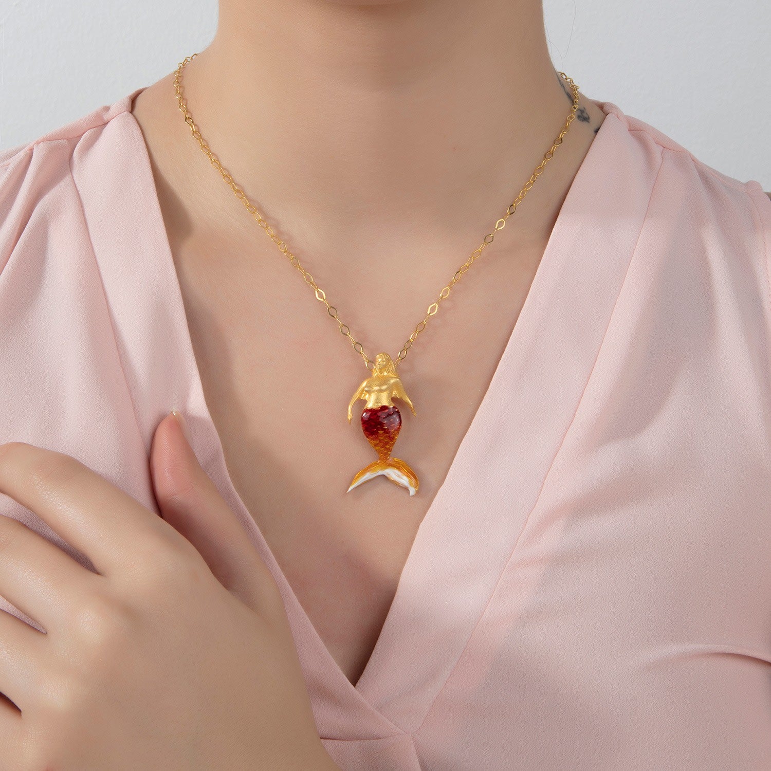 Orange Mermaid Necklace