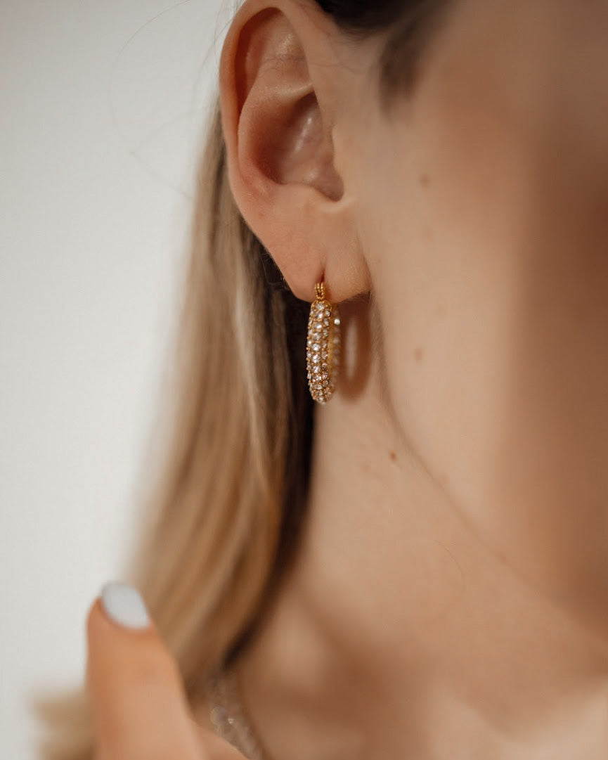 Ayla Micro Inlaid Diamond Hoop Earrings