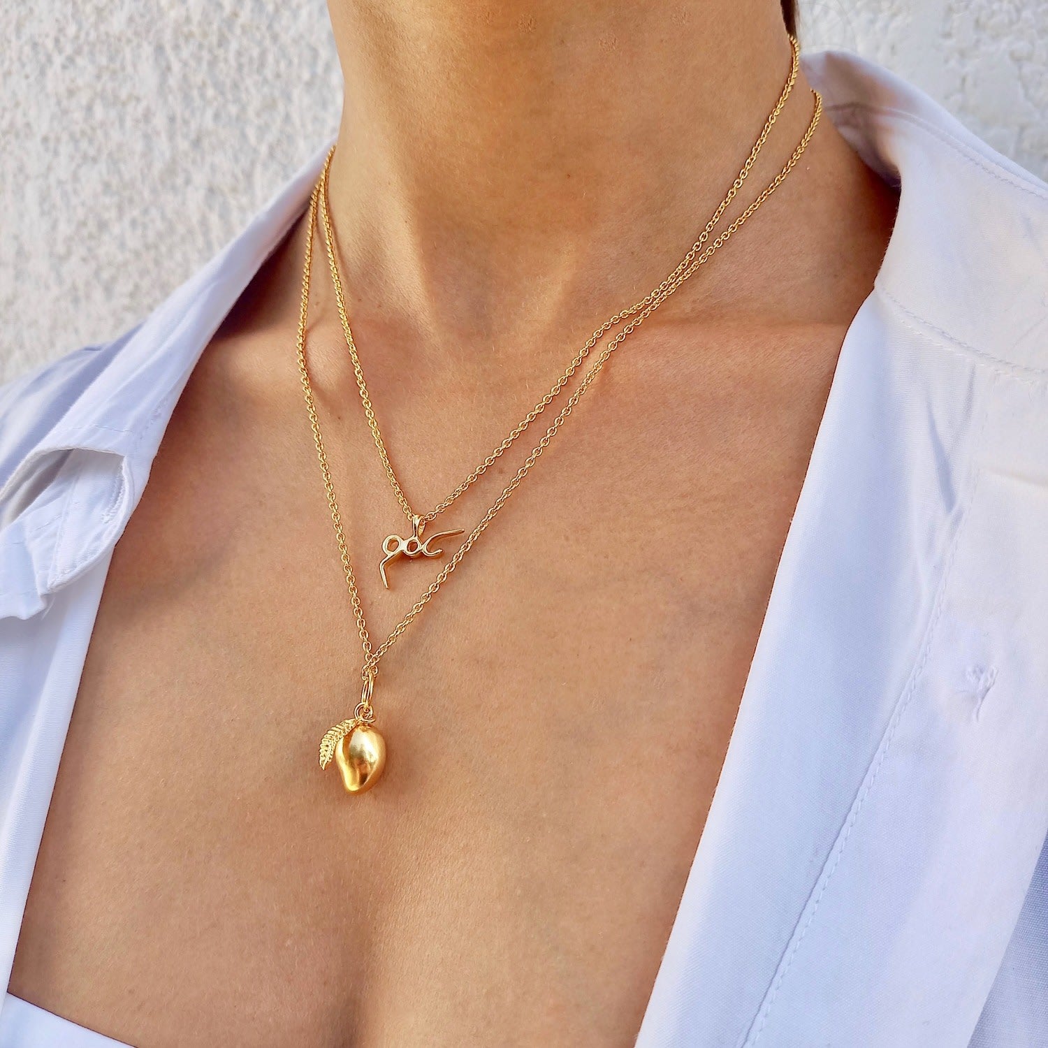 Sweet Mango Charm Necklace - Gold Vermeil