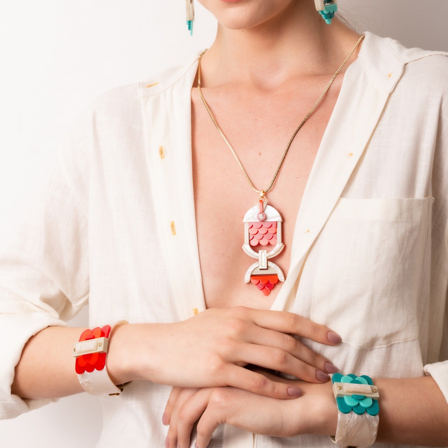 Handmade Necklace Fish Red