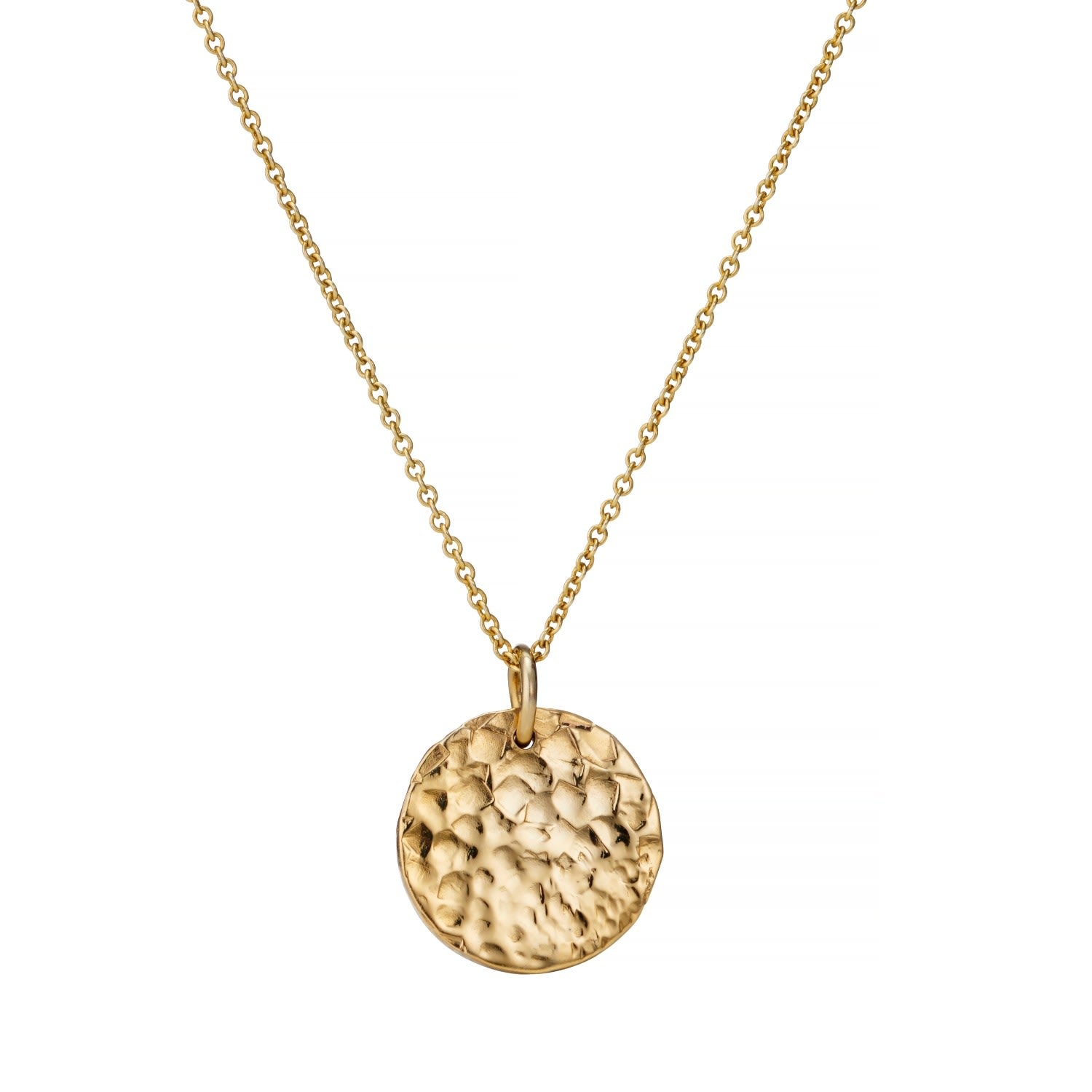Gold Plated Textured Disc Necklace