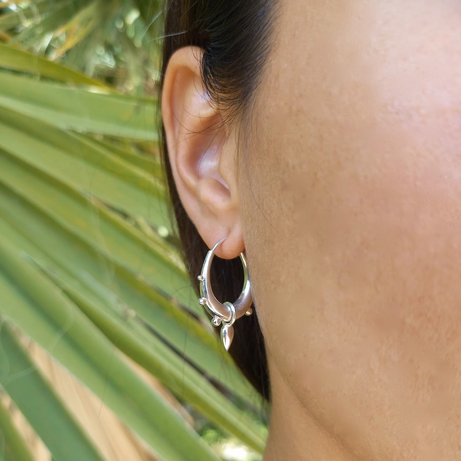 Tribal Spike Hoops - Sterling Silver