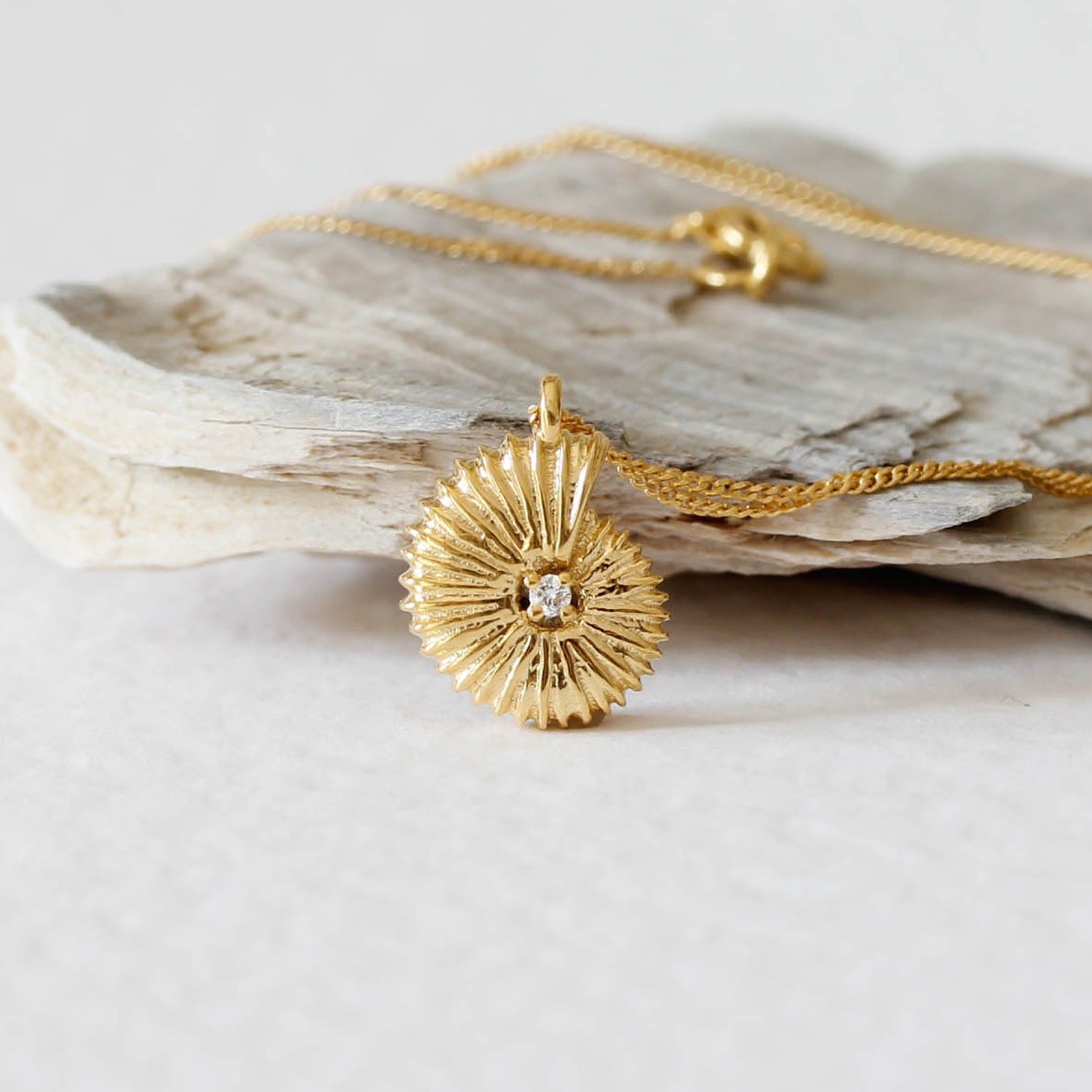 Ammonite Diamond Necklace - Gold