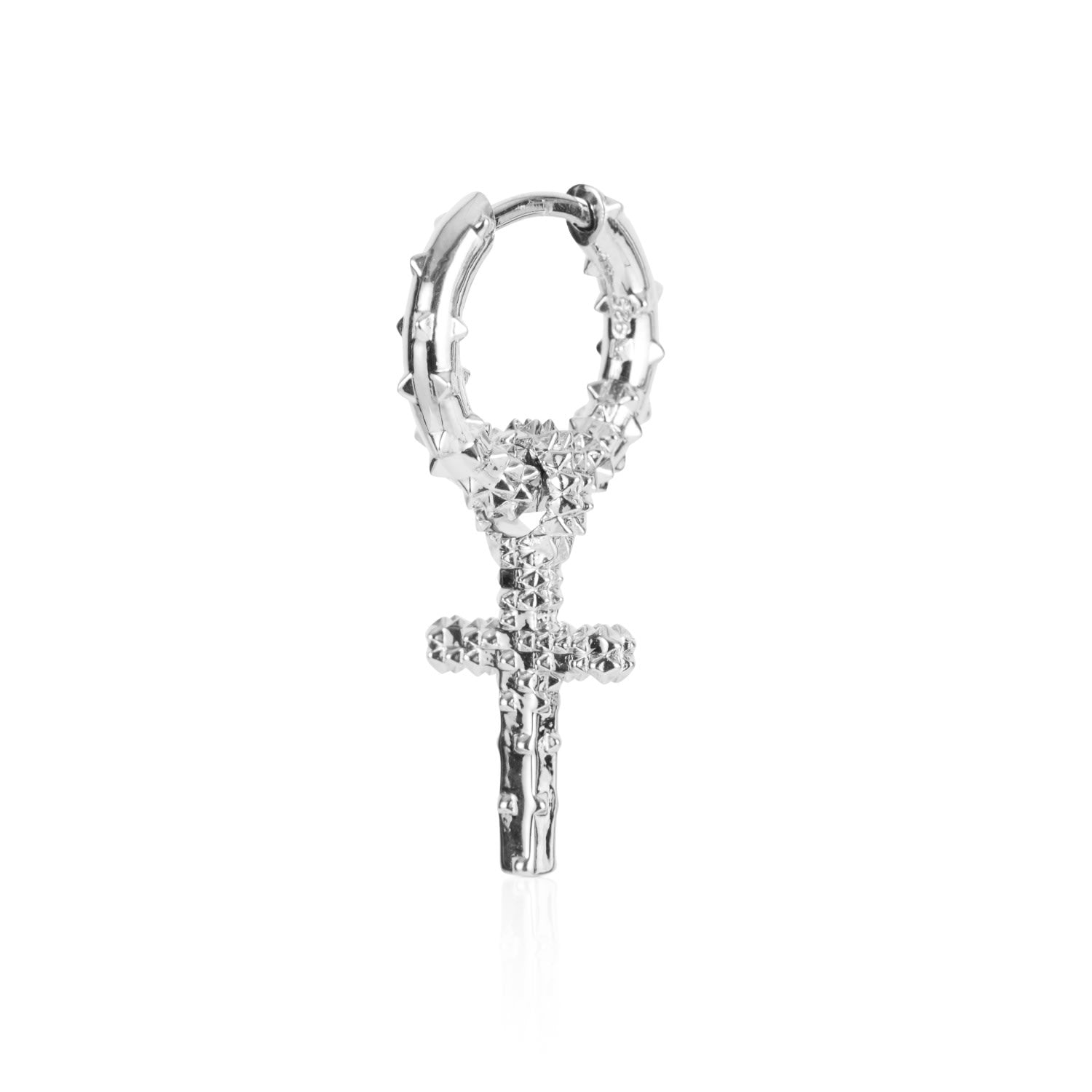 Cross Hoop Earrings – Silver