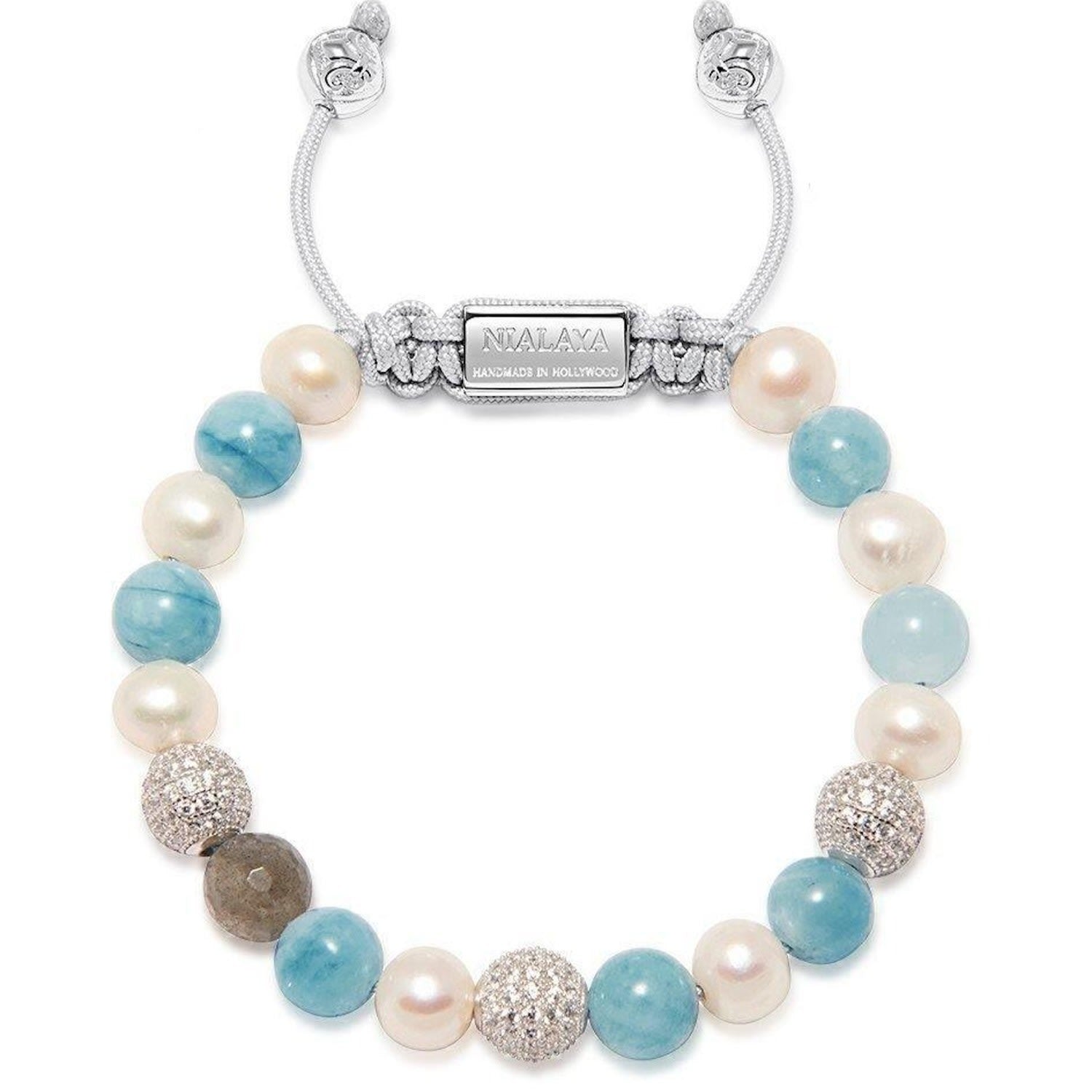 Women's Beaded Bracelet With Aquamarine, Pearl, And Labradorite
