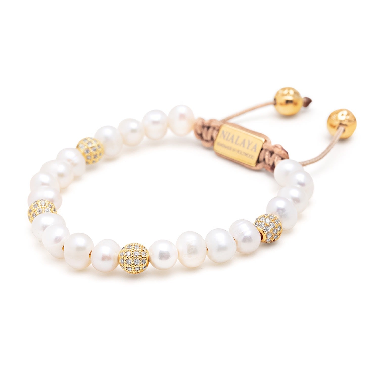Women's Beaded Bracelet With Pearl And Gold
