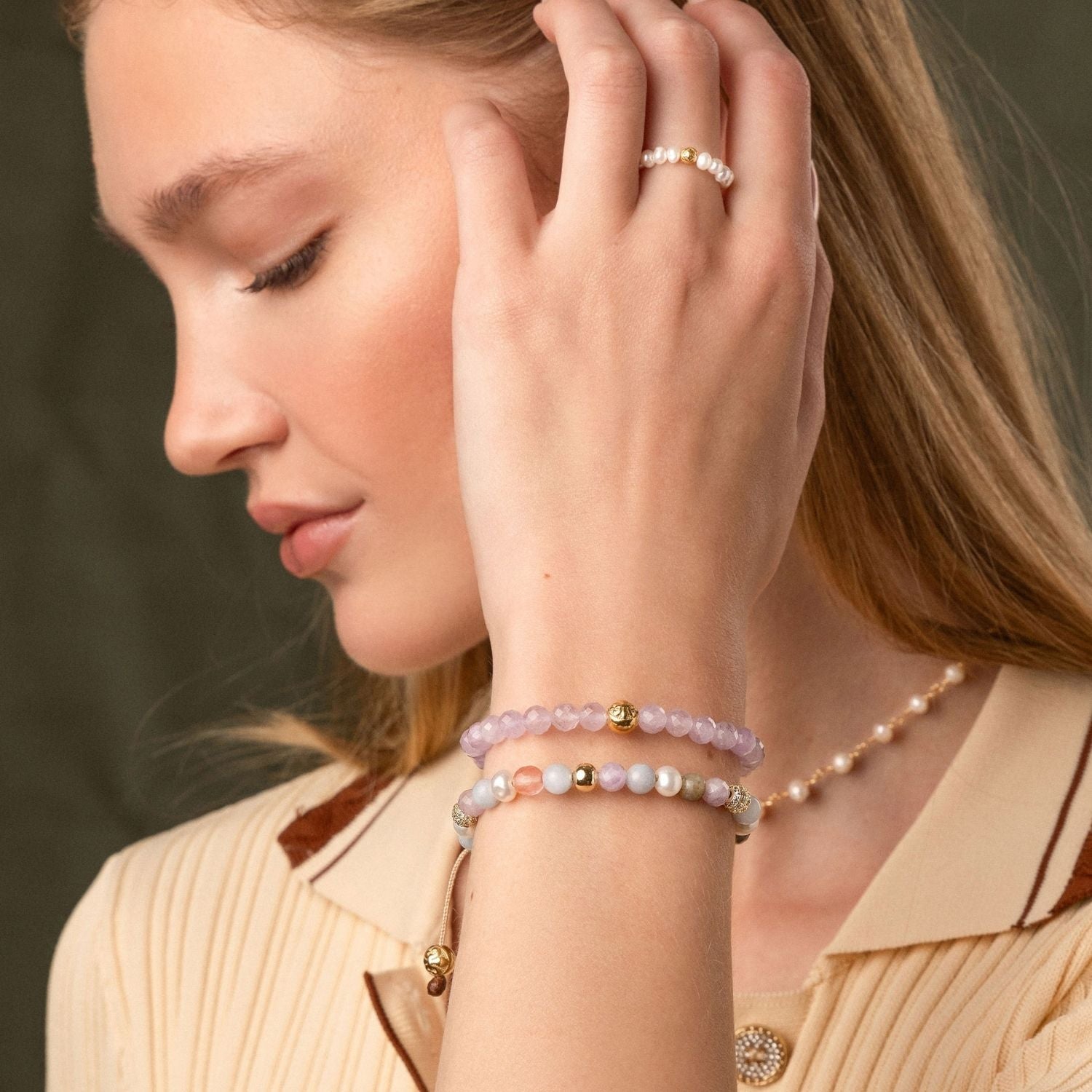Women's Beaded Pearl Ring