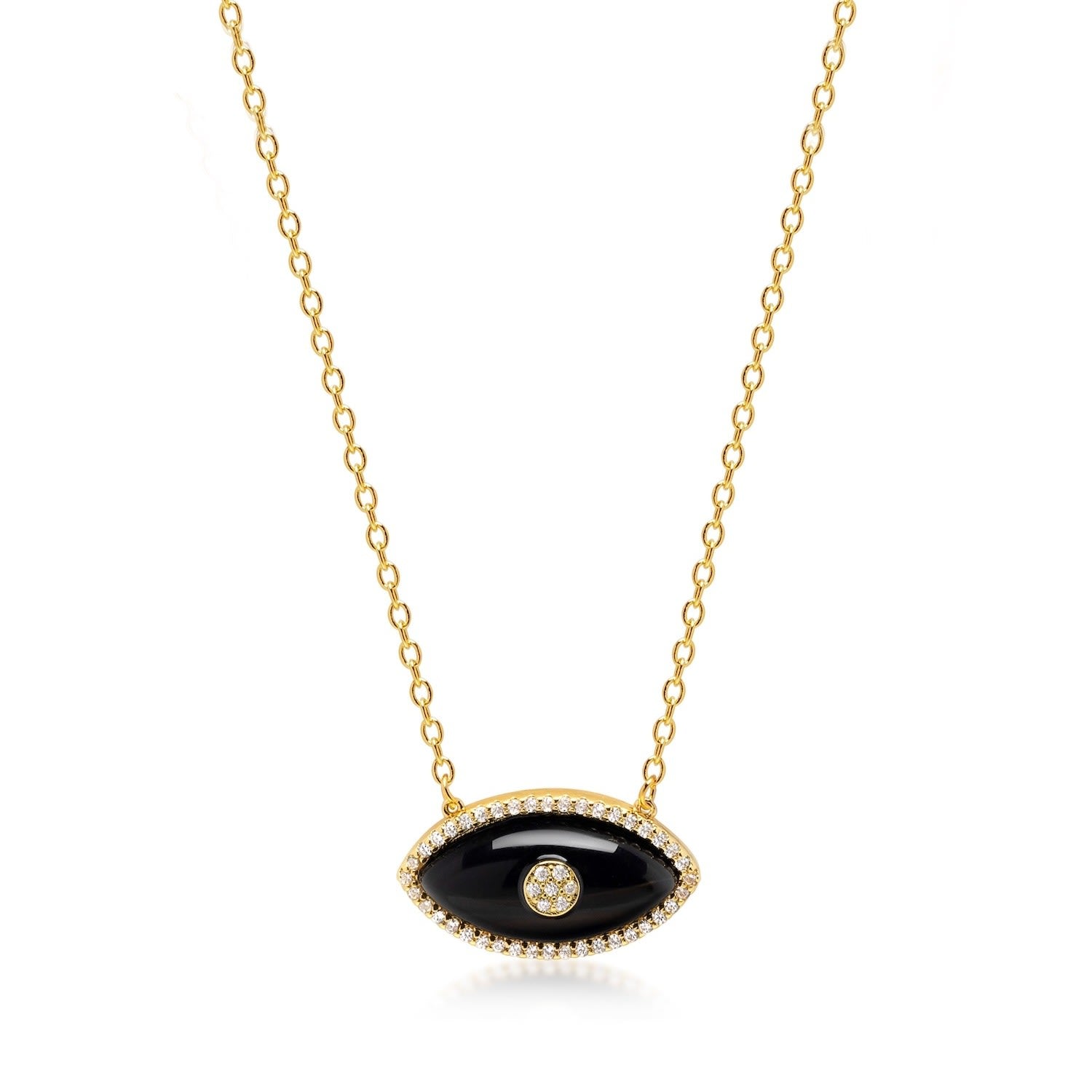Women's Black Enamel Evil Eye Necklace