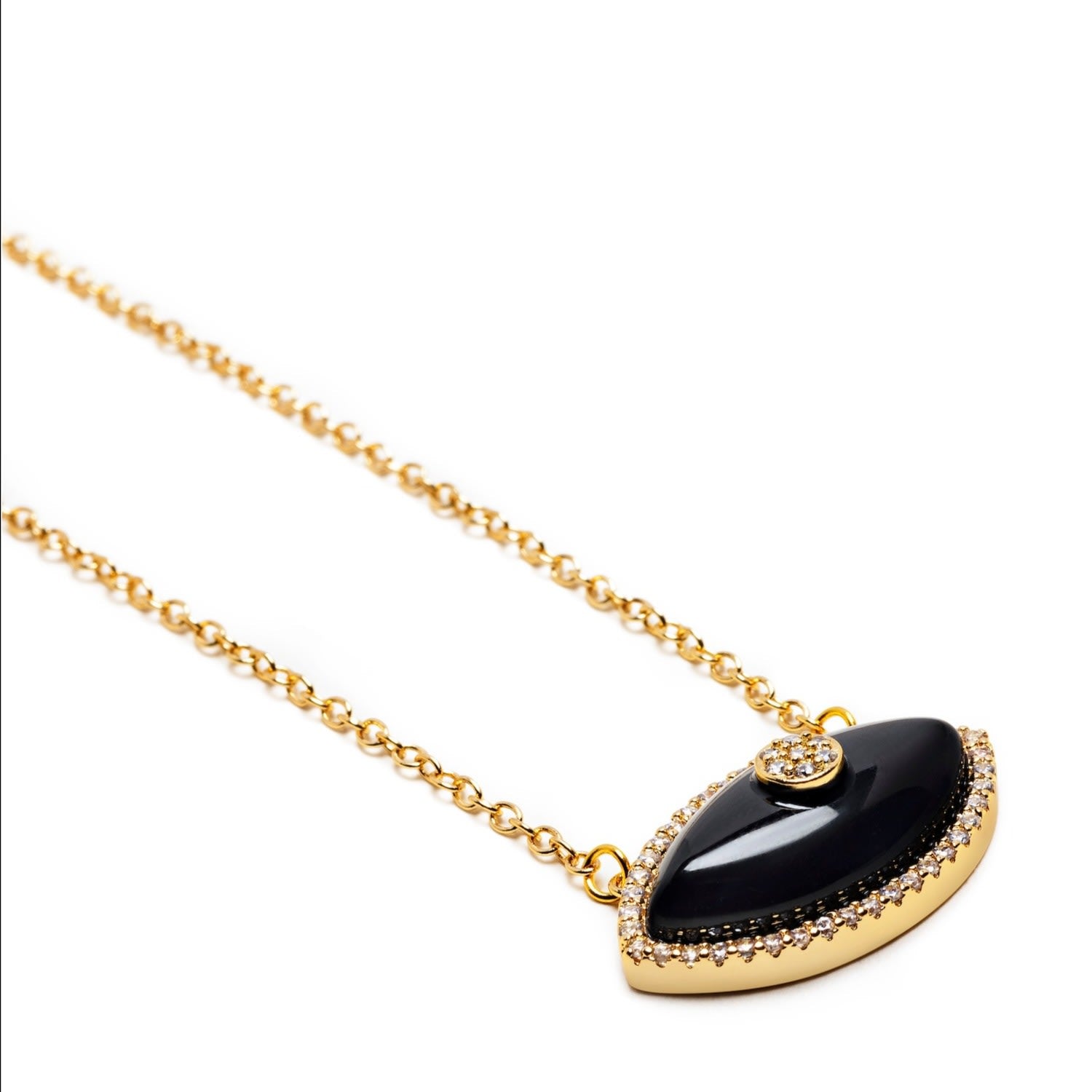 Women's Black Enamel Evil Eye Necklace