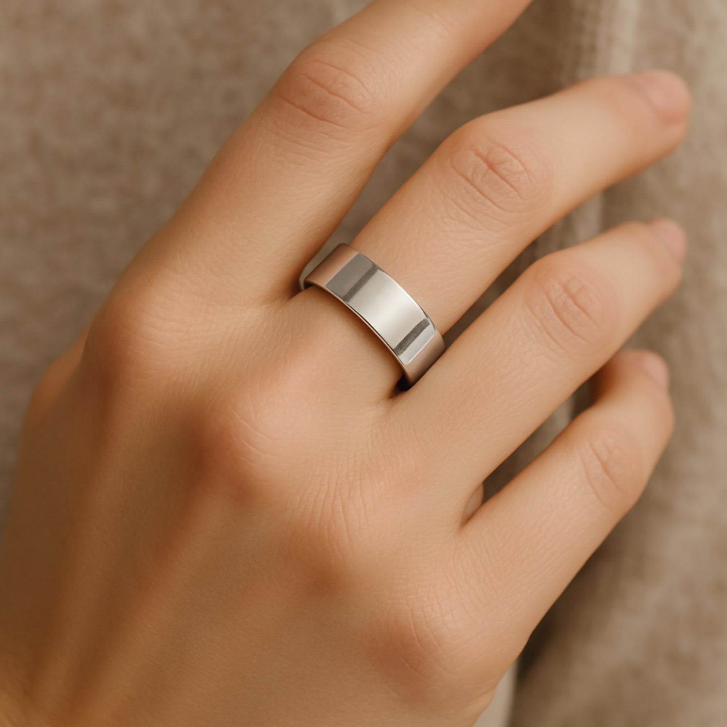 Women's Classic Smooth French-Edge Sterling Silver Band