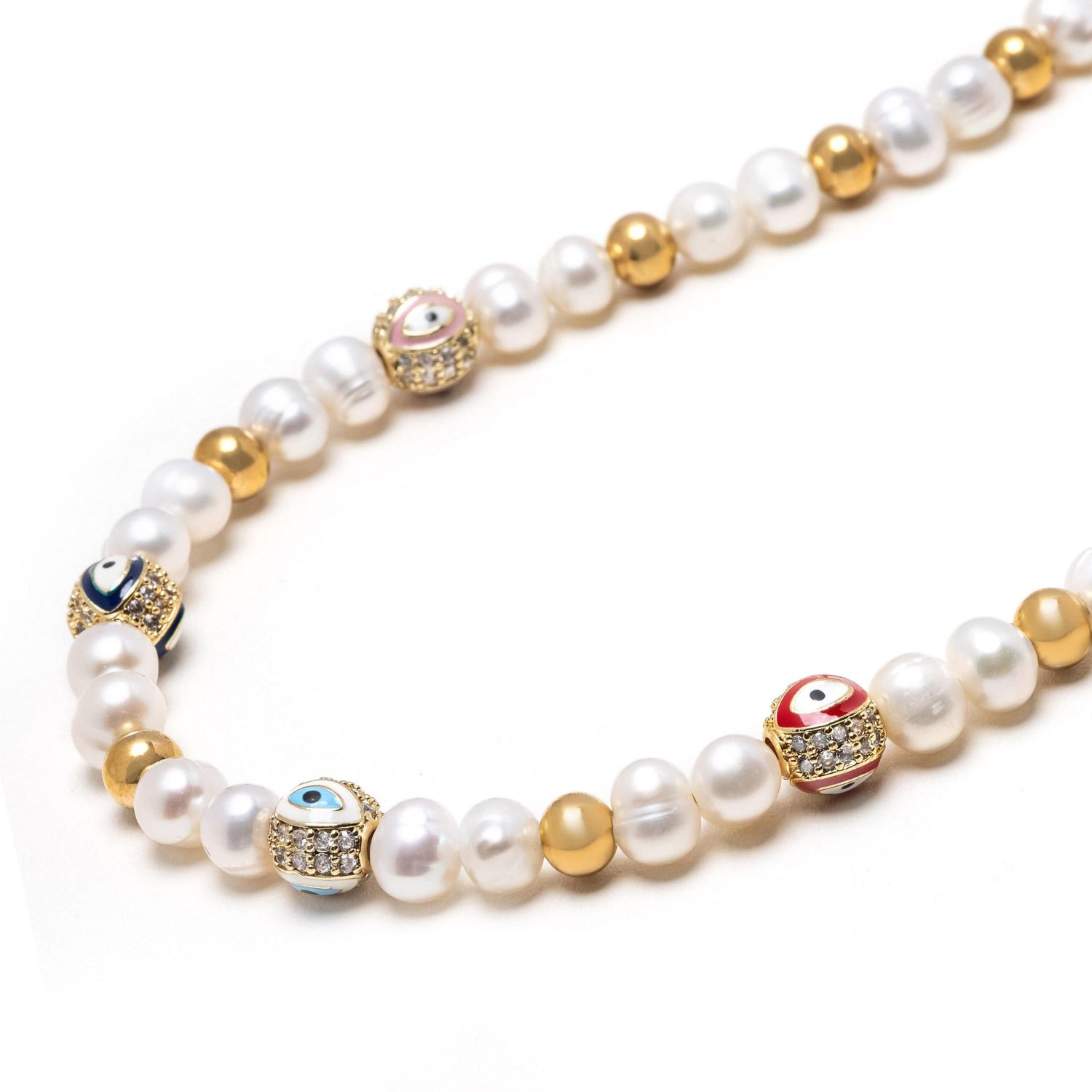Women's Evil Eye Pearl Choker