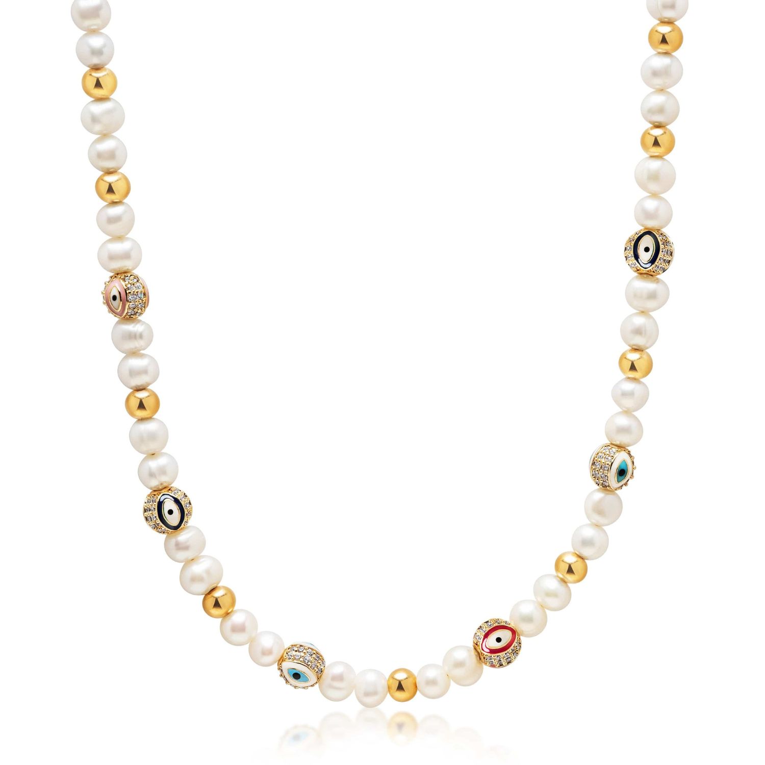 Women's Evil Eye Pearl Choker