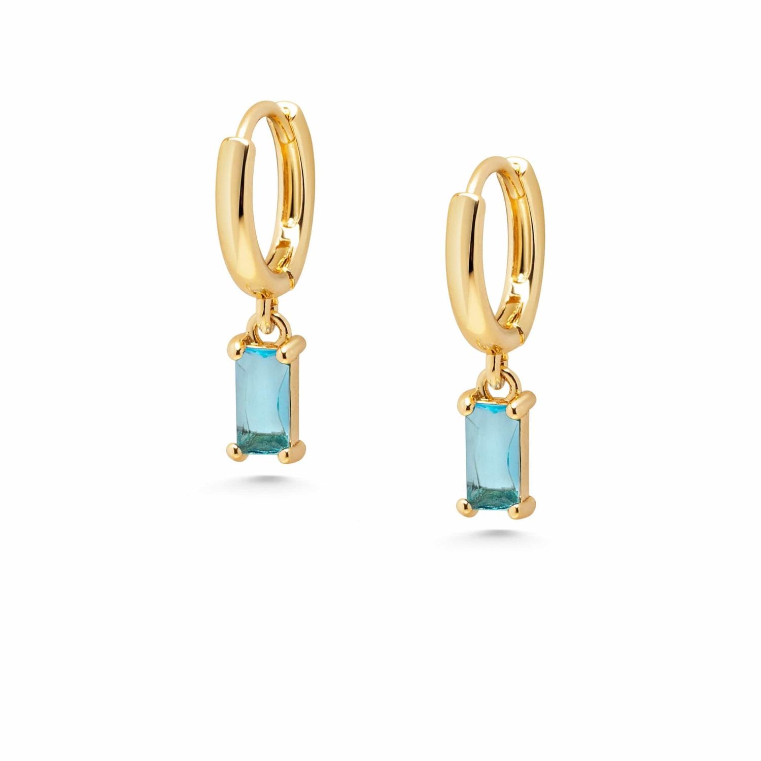 Women's Huggie Earrings With Blue Charm
