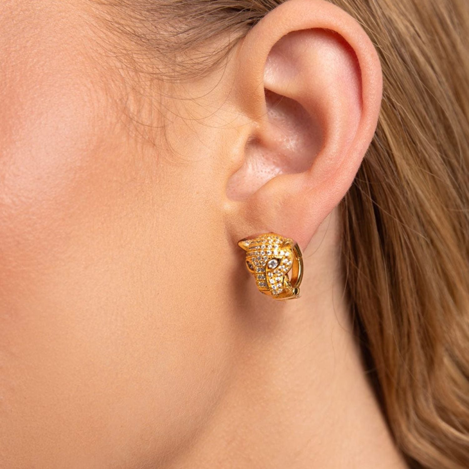 Women's Panther Huggie Earrings