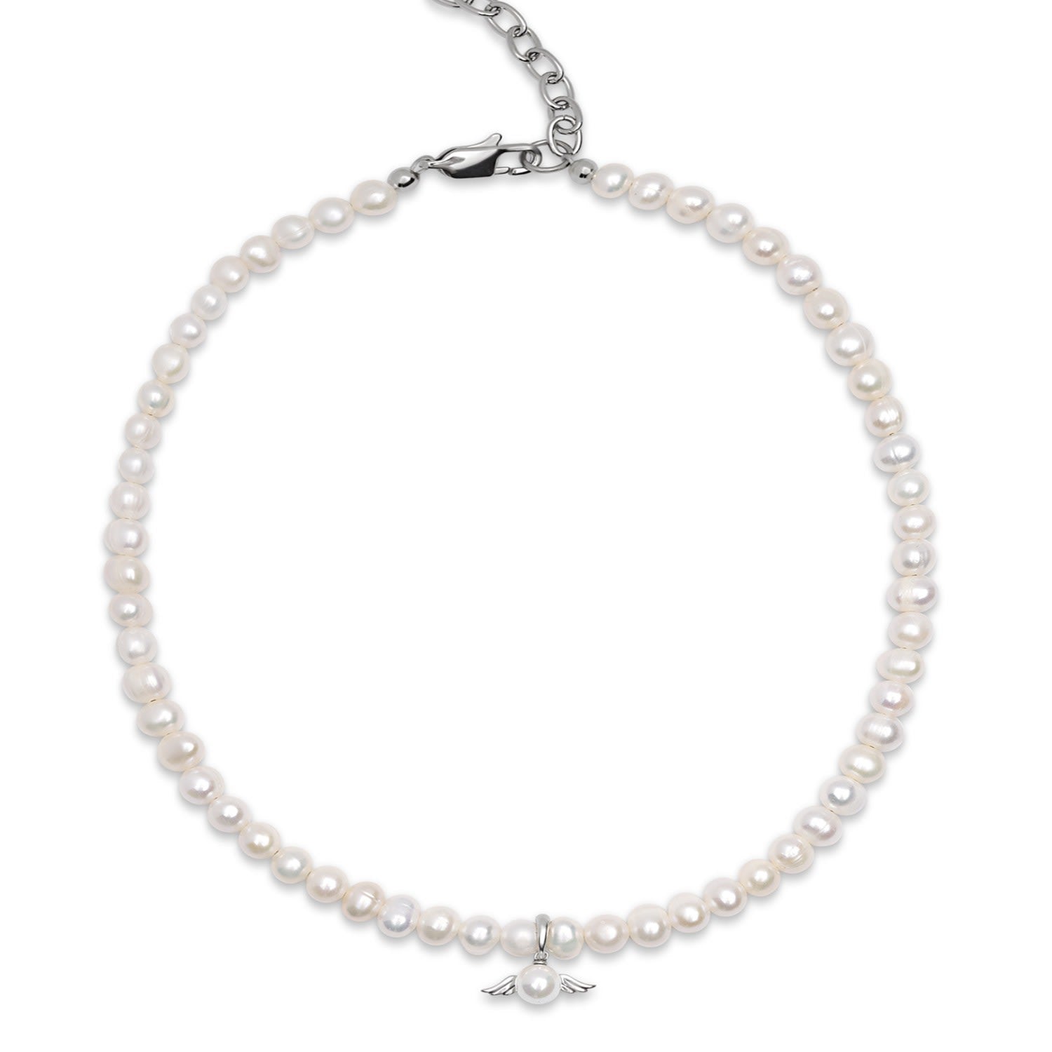 Women's Pearl Choker With Angel Wing Pendant