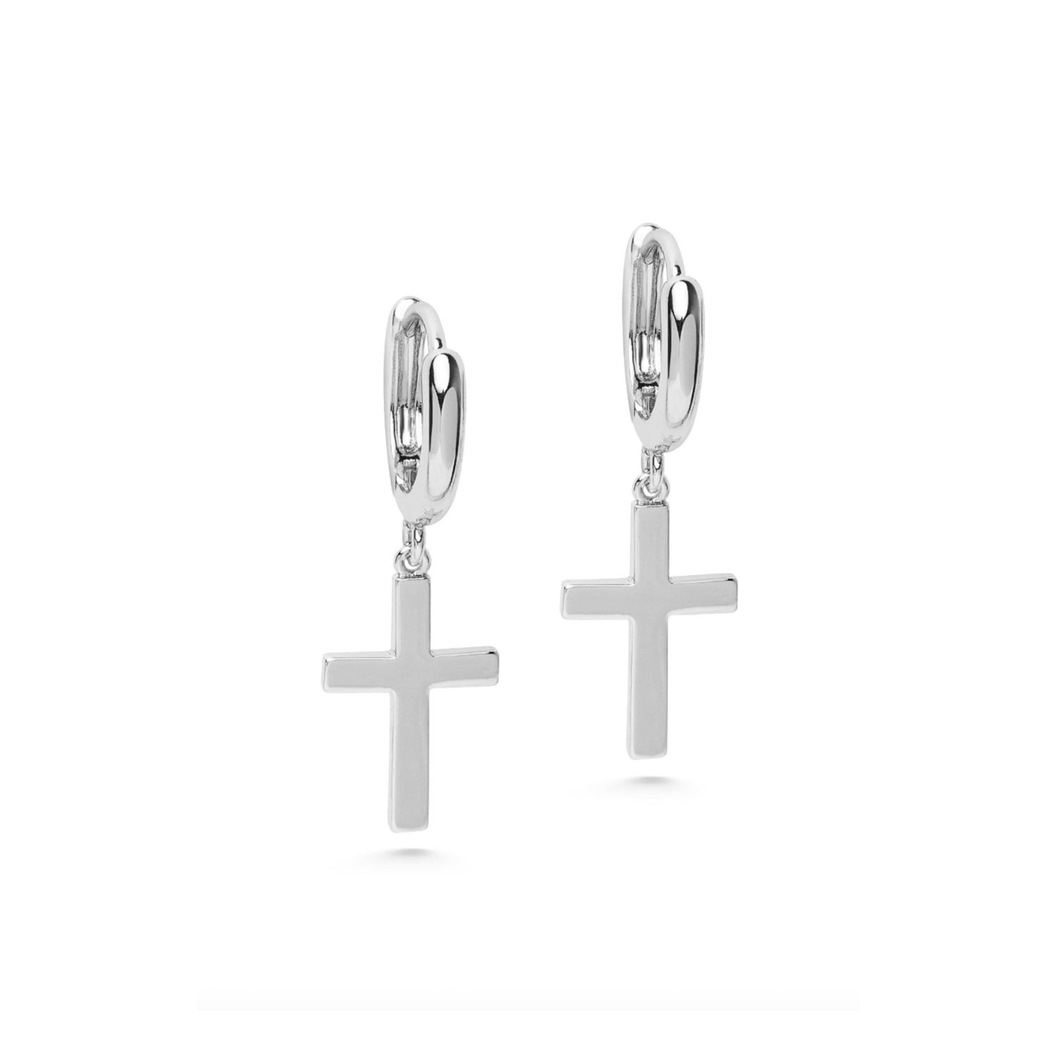 Women's Small Cross Earrings In Silver
