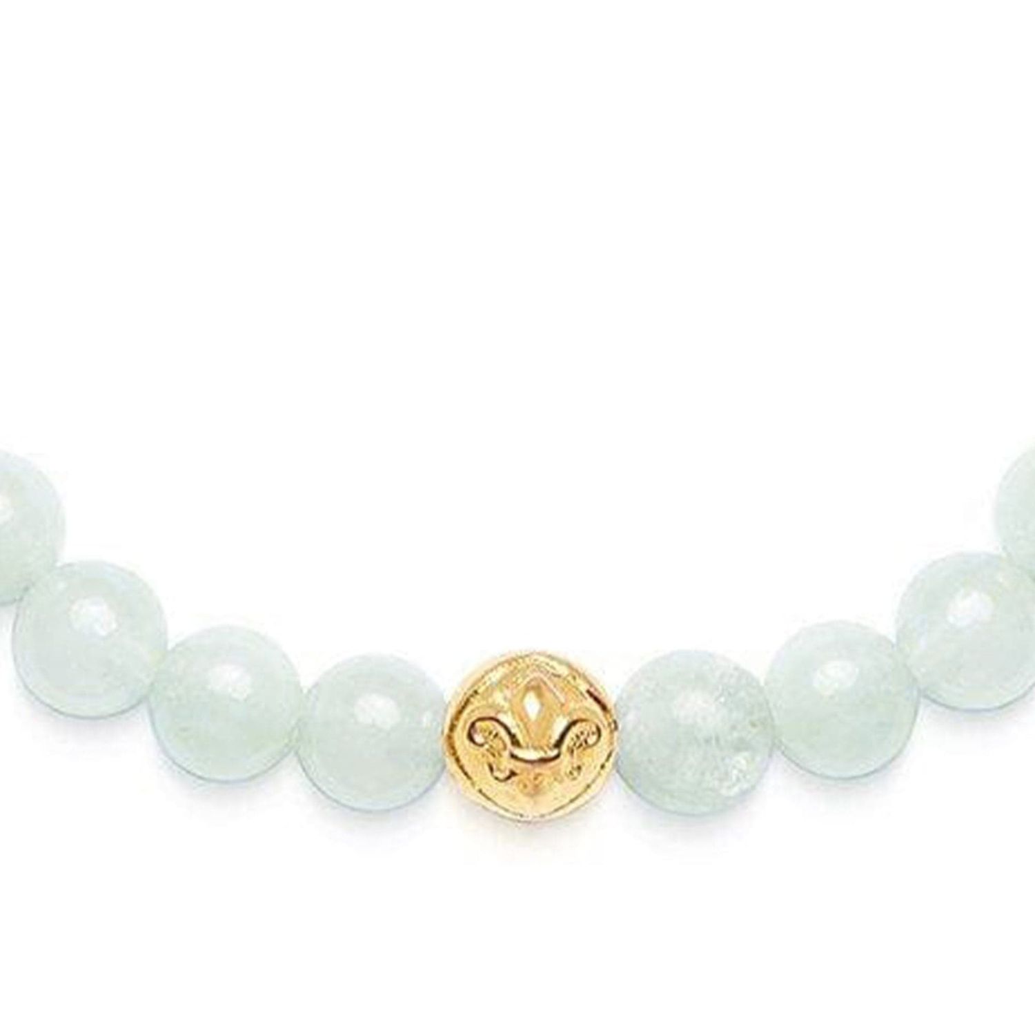 Womens Wristband With Aquamarine And Gold