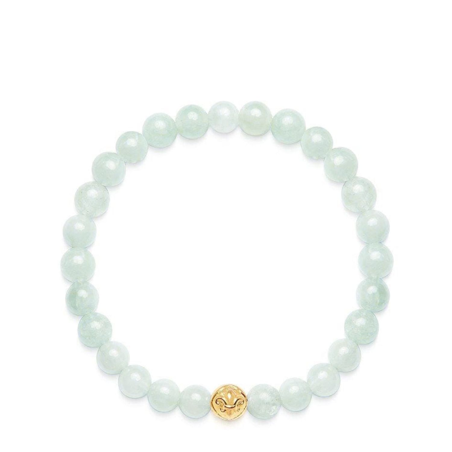 Womens Wristband With Aquamarine And Gold