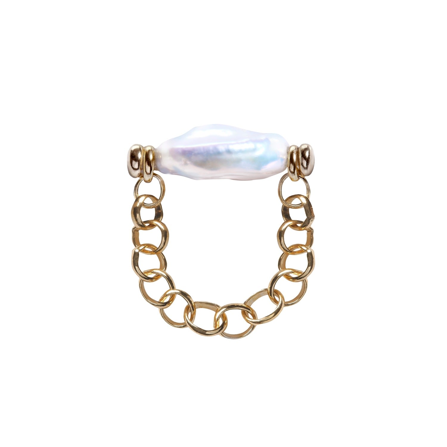 Auria Coin Pearl Chain Ring - Gold
