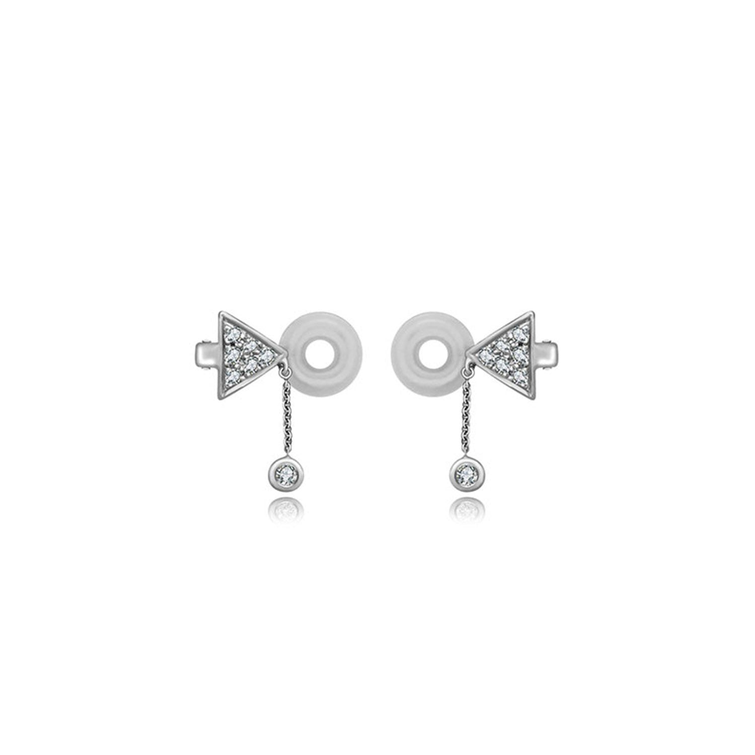 18K White Gold Triangle Dangling Diamond Ear Cuff
