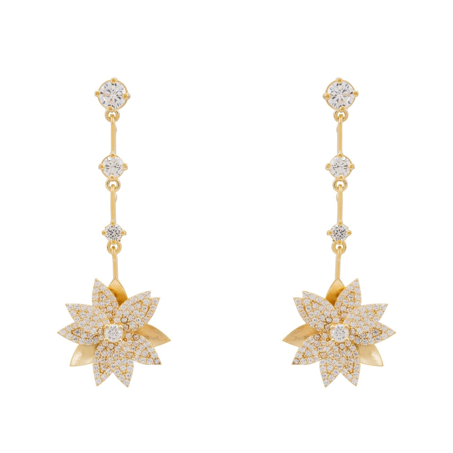 Dahlia Drop Earrings Gold White
