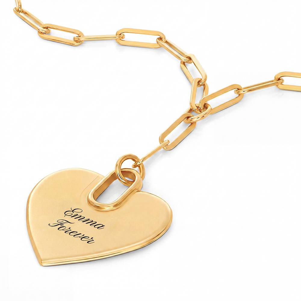 Written in Love Heart Paperclip  Necklace in Gold Plating