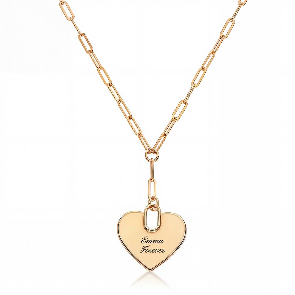 Written in Love Heart Paperclip  Necklace in Gold Plating
