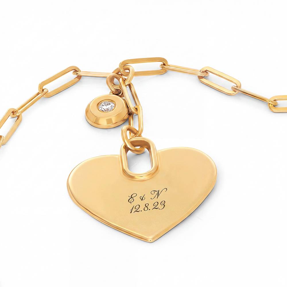 Written in Love Heart Paperclip  Necklace in Gold Plating with Diamond