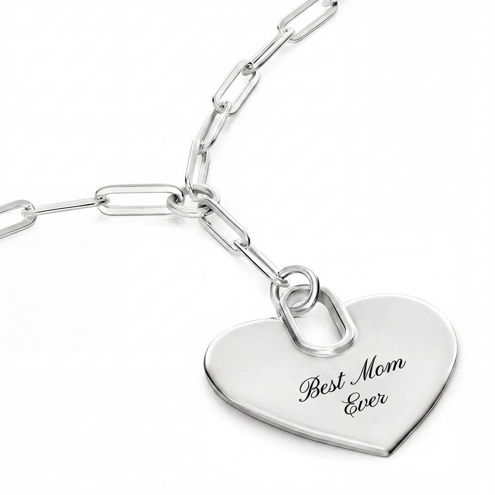 Written in Love Heart Paperclip  Necklace in Silver