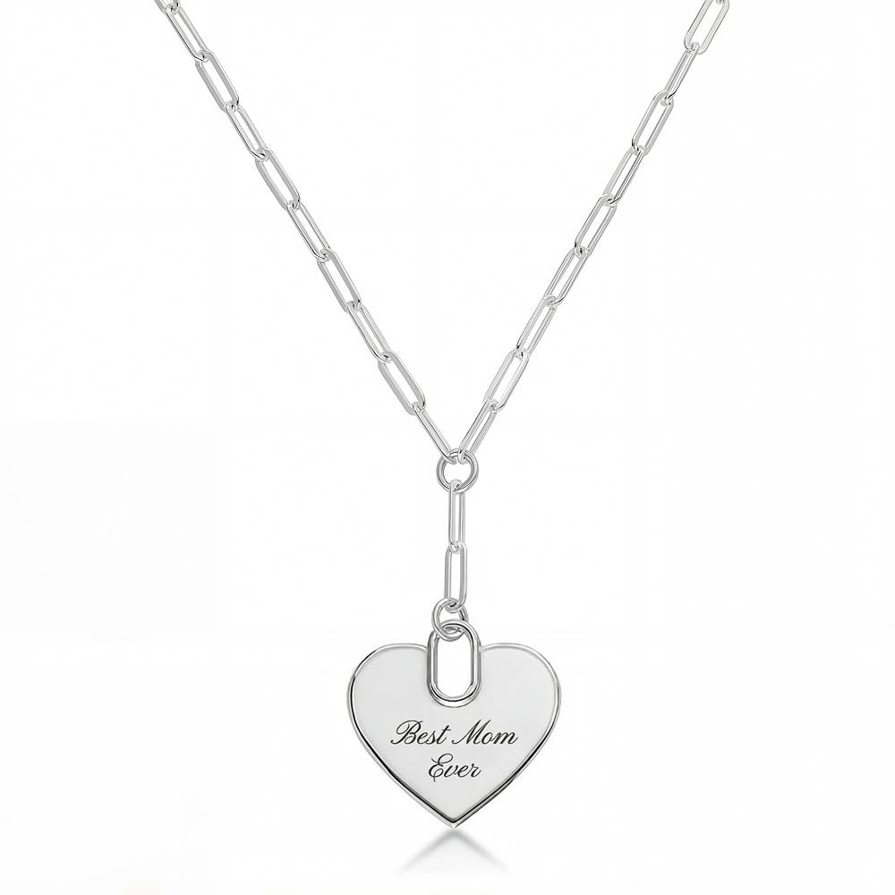 Written in Love Heart Paperclip  Necklace in Silver