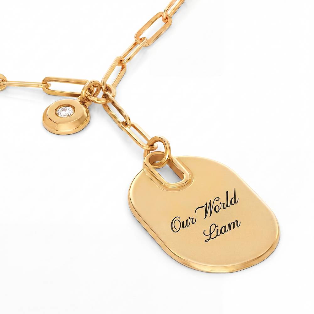 Written in Love Oval Paperclip Necklace in Gold Plating with Diamond