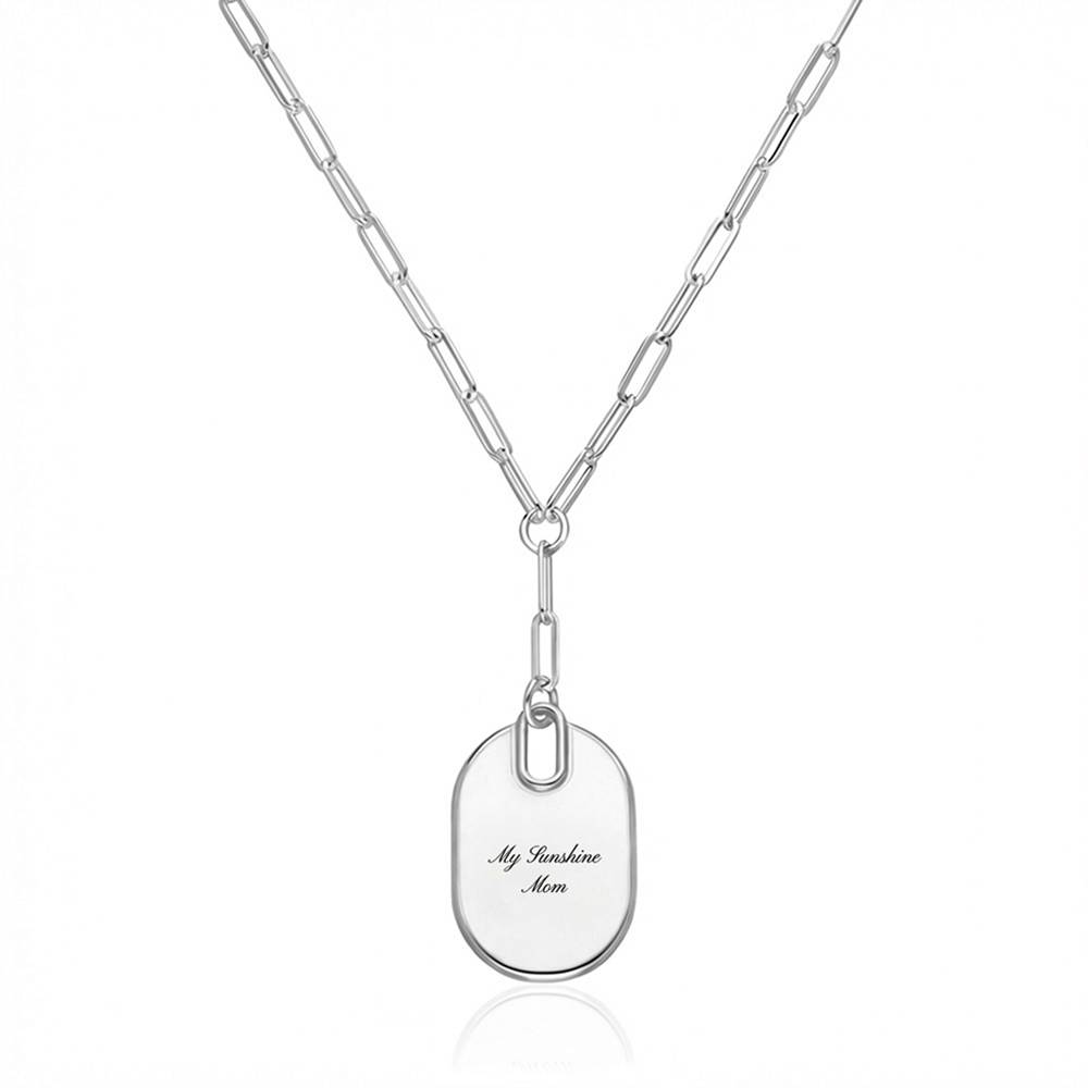 Written in Love Oval Paperclip Necklace in Silver