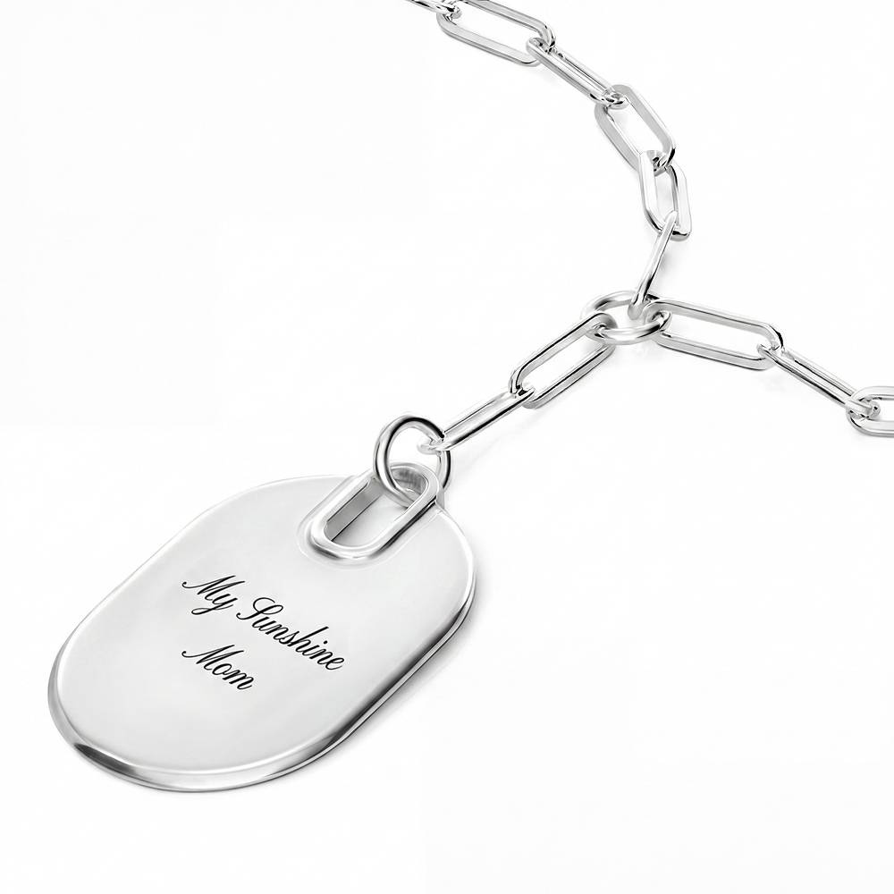 Written in Love Oval Paperclip Necklace in Silver