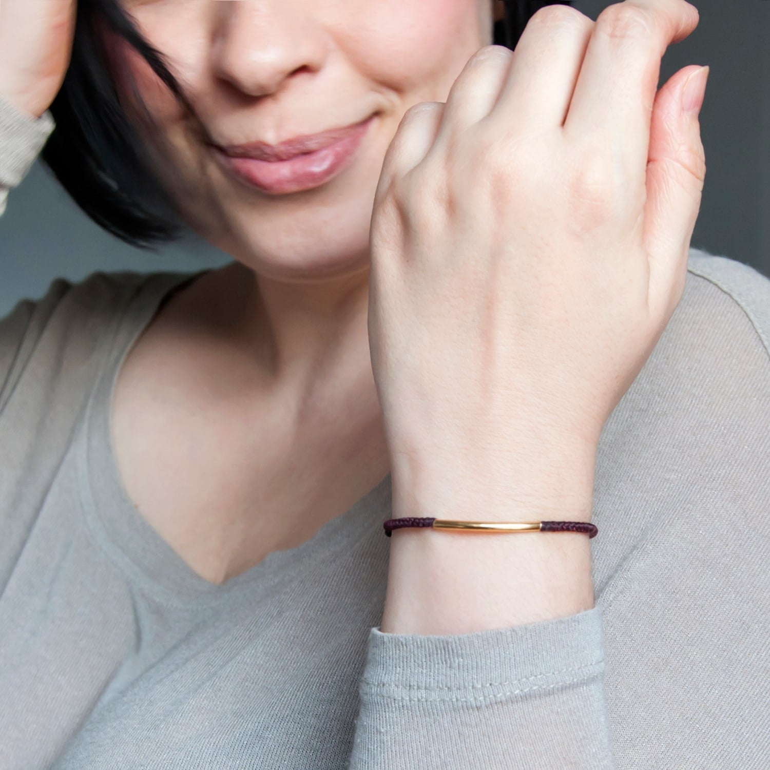 Bridge Wine Red & Gold Rope Bracelet - Modern Durable Waterproof & Adjustable