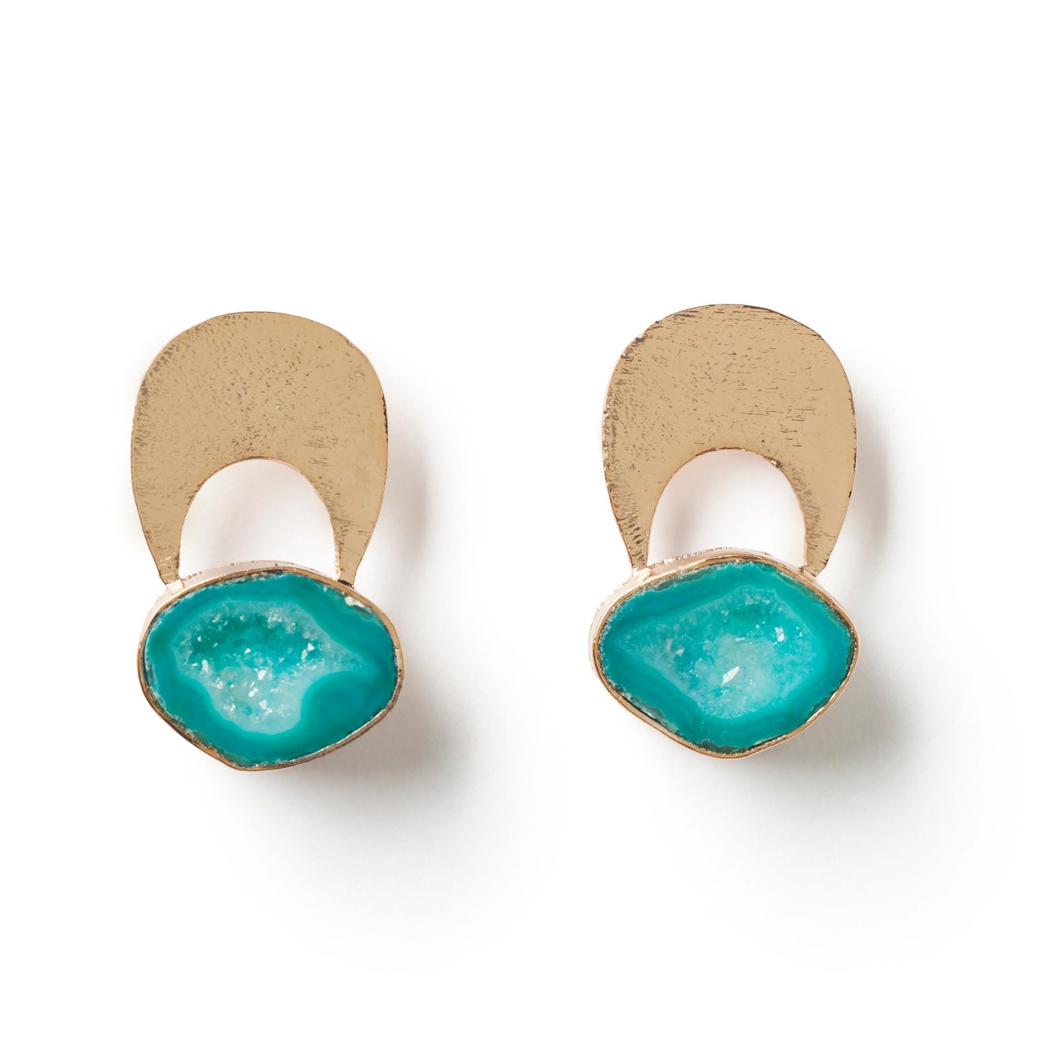 Quietly Confident Gold Green Agate Crystal Earrings