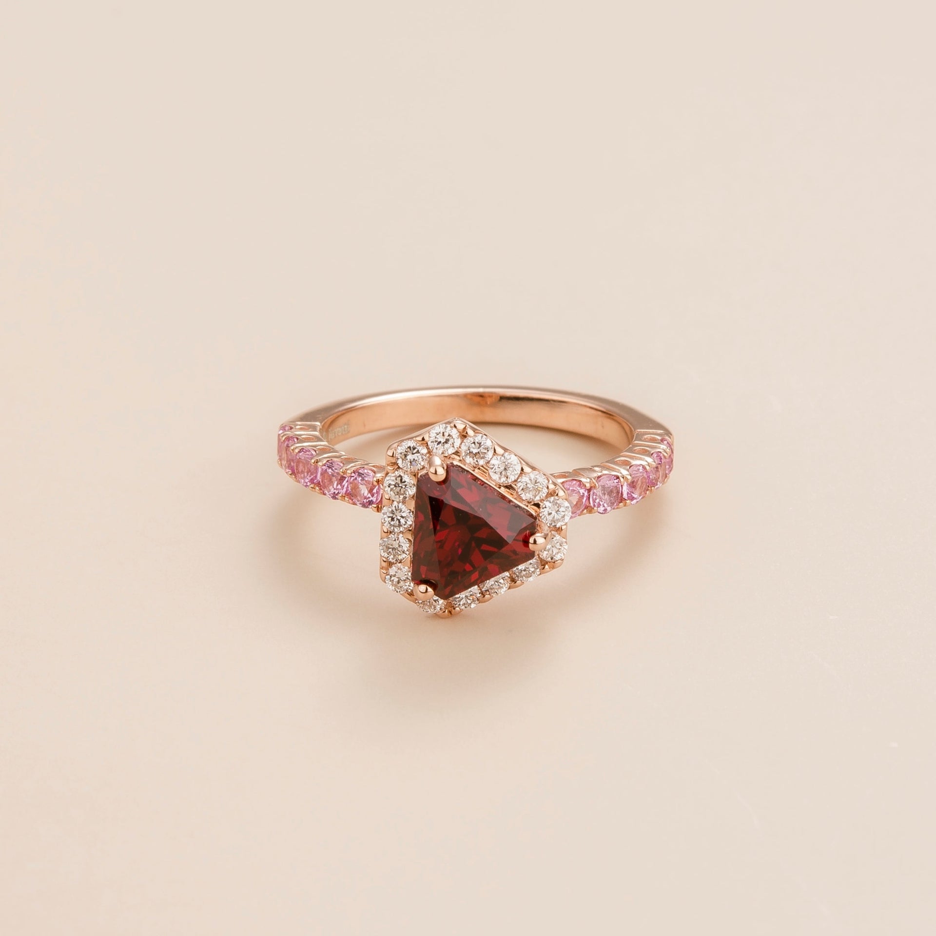 Diana Rose Gold Ring Ruby Diamonds & Pink Sapphires