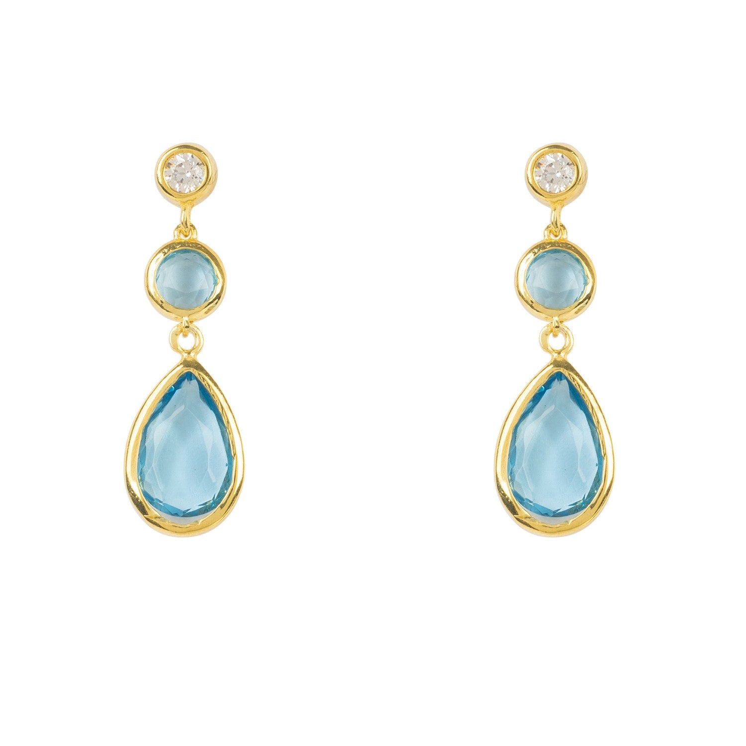 Tuscany Gemstone Drop Earring Gold Blue Topaz