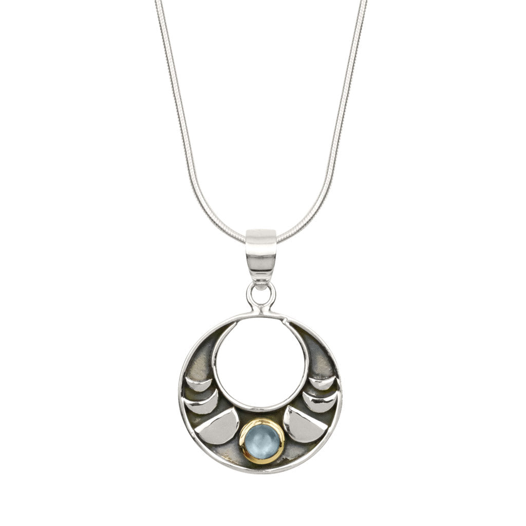 Moon Phase Silver Necklace - Moonstone